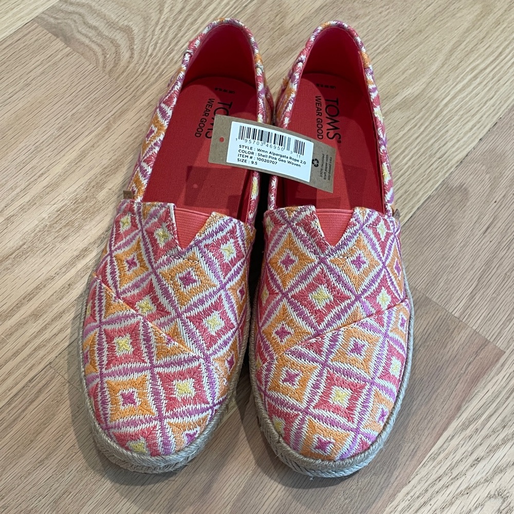 Toms Women’s Alpargata Rope 2.0 Pink Geometric Espadrille